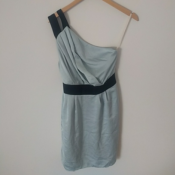 BCBG Generation Grecian One Shoulder Blue Dress - Picture 2 of 8